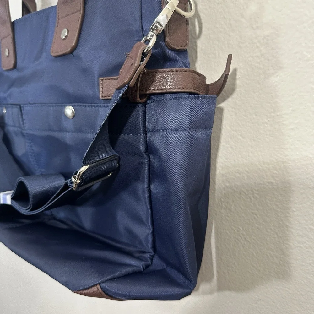 Signature Diaper Bag Messenger Canvas Blue/ Brown Baby‎ Tote Travel Organizer